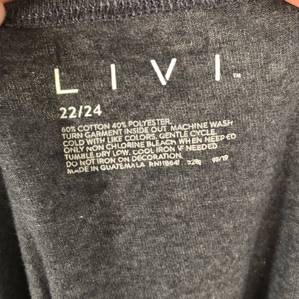 LIVI Active Tie Back Workout Tank Sleeveless Tee - 22 / 24 plus. Dark Gray.